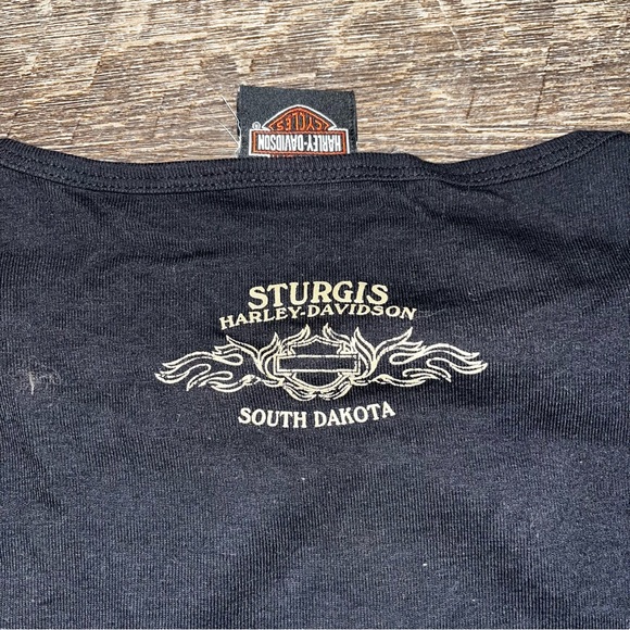 Y2K Harley Davidson Black Long Sleeve Shirt with Flame Design Rhinestones‎ - Picture 4 of 4